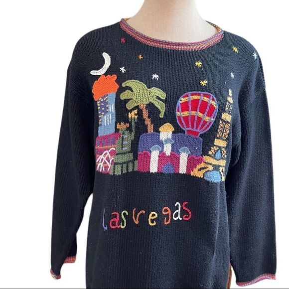 Cotton Salsa Las Vegas Hand Knitted Sweater Size Large - Picture 3 of 11